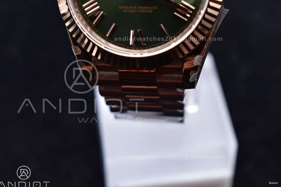 RG DayDate GMF Dial 40 Markers Roman President Green Weighted Steel Tungsten V2 A2836 Bracelet 904L on 1109